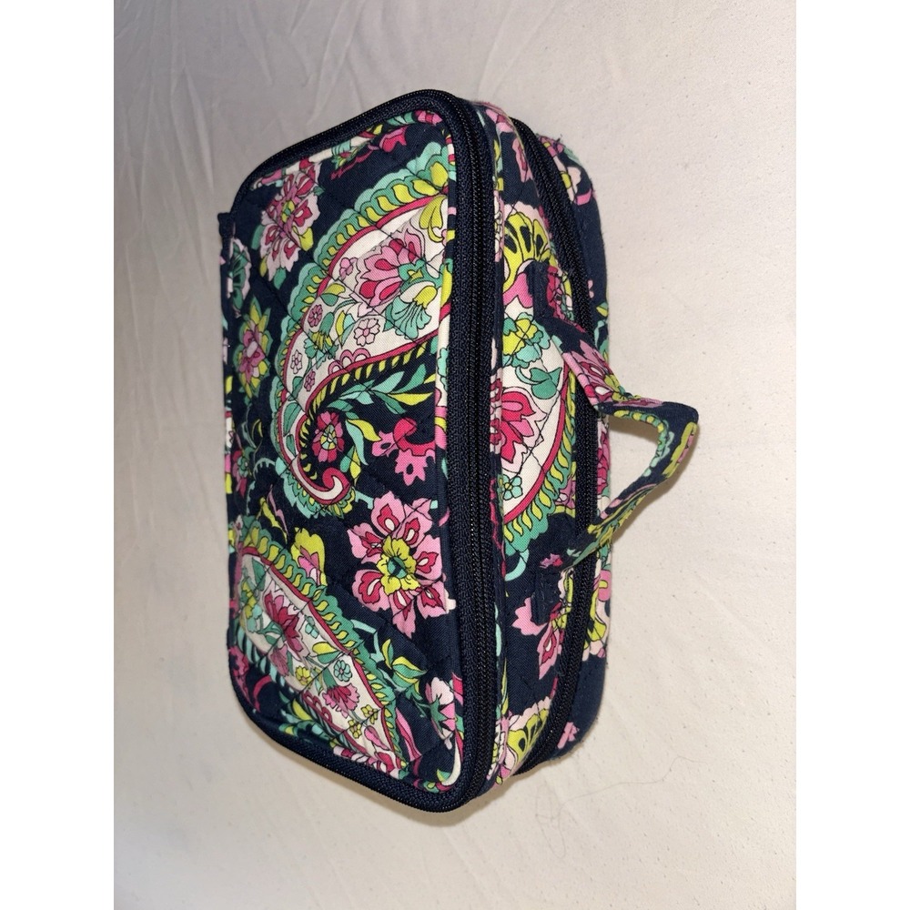 Vera Bradley Petal Paisley Retired Print Cosmetic Bag Wipeable Interior Zipper